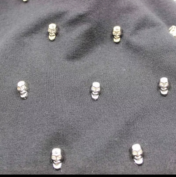 Black Punk goth skull beanie skull cap - Picture 2 of 6